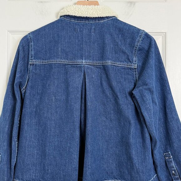 Madewell Denim Jacket Womens Small Blue Northward Cropped‎ Army Sherpa Collar - Picture 5 of 13